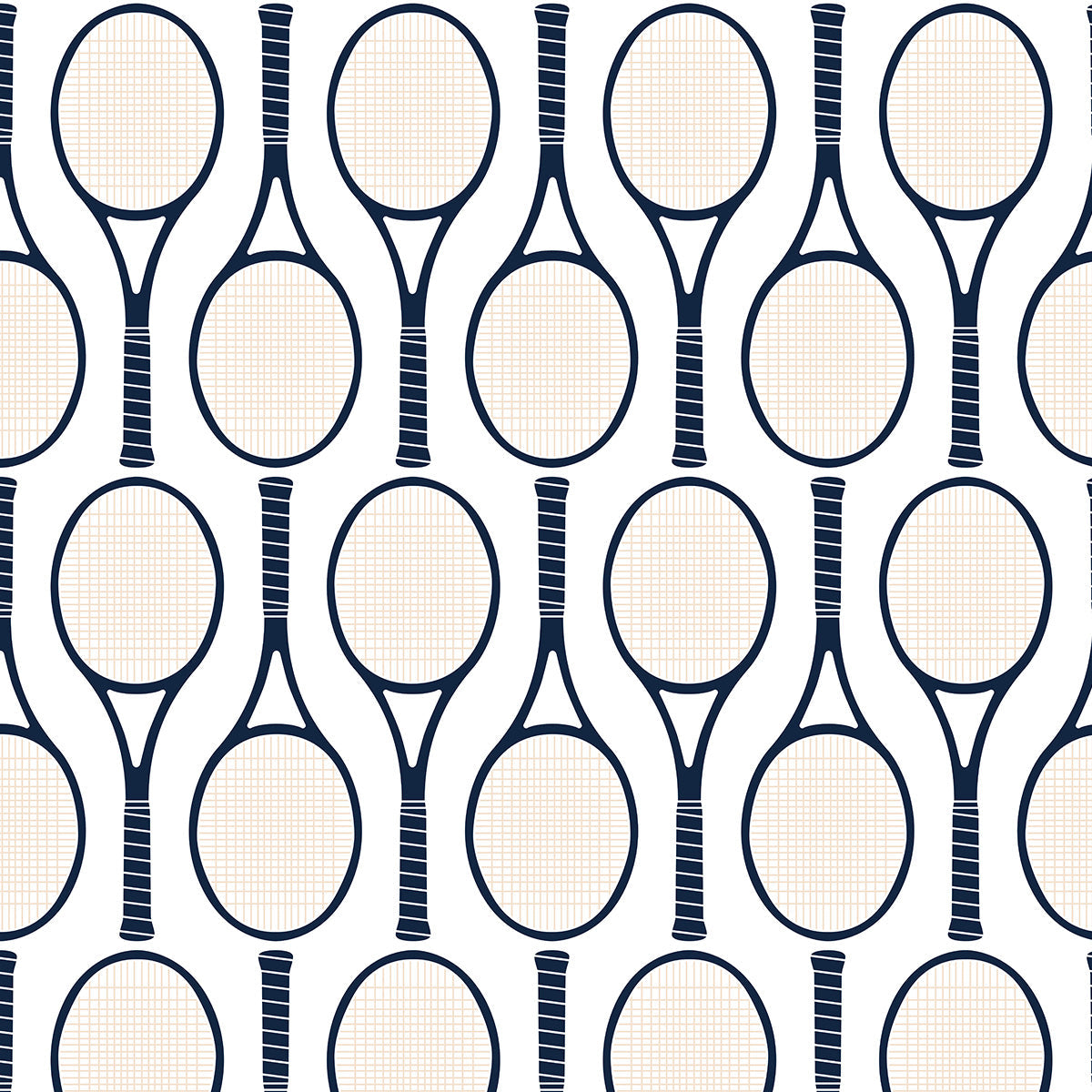 Peel & Stick Wallpaper Navy / 24"x 48" Tennis Racket Peel & Stick Wallpaper dombezalergii