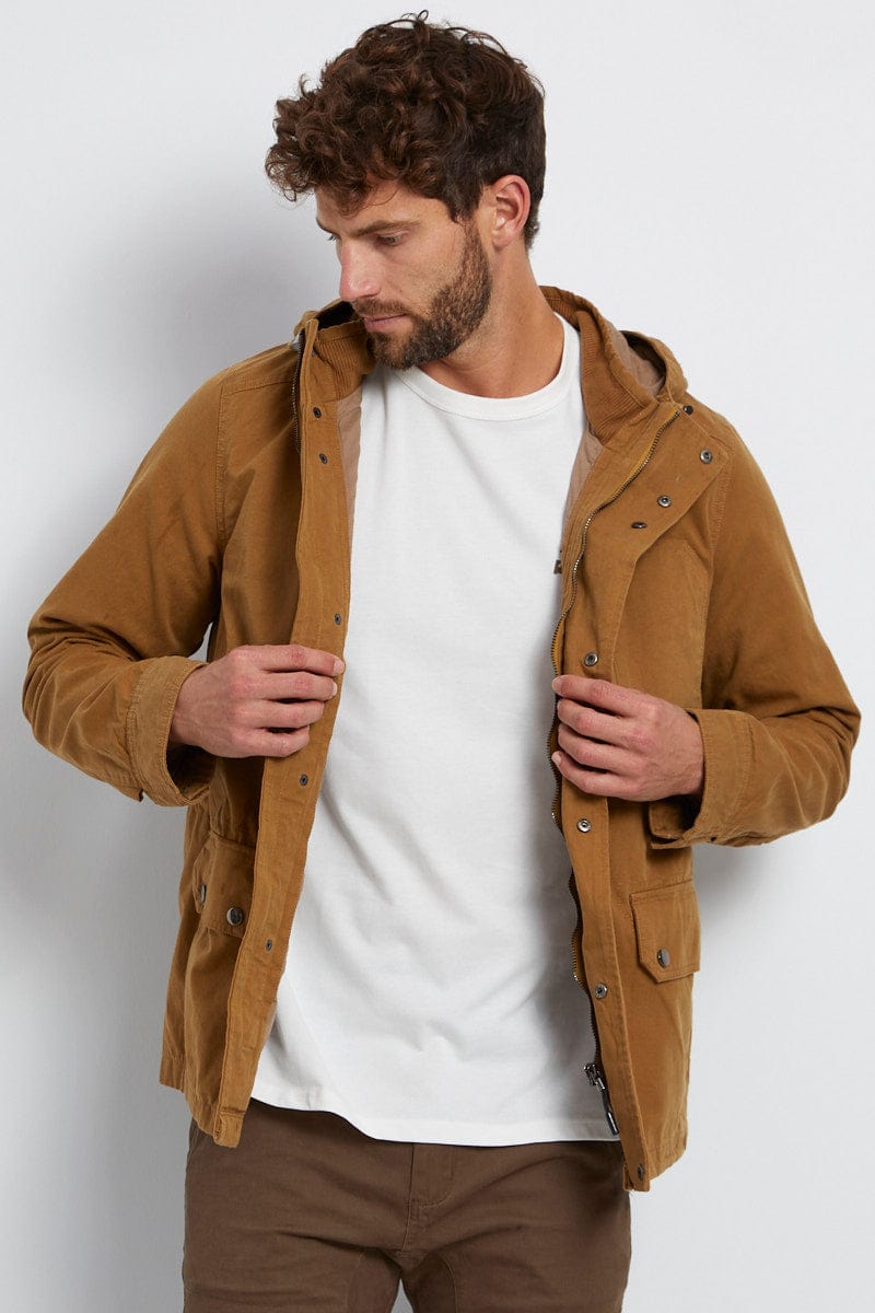 Brown Utility Parker Casual Long Sleeve Cotton - AMSupply product image