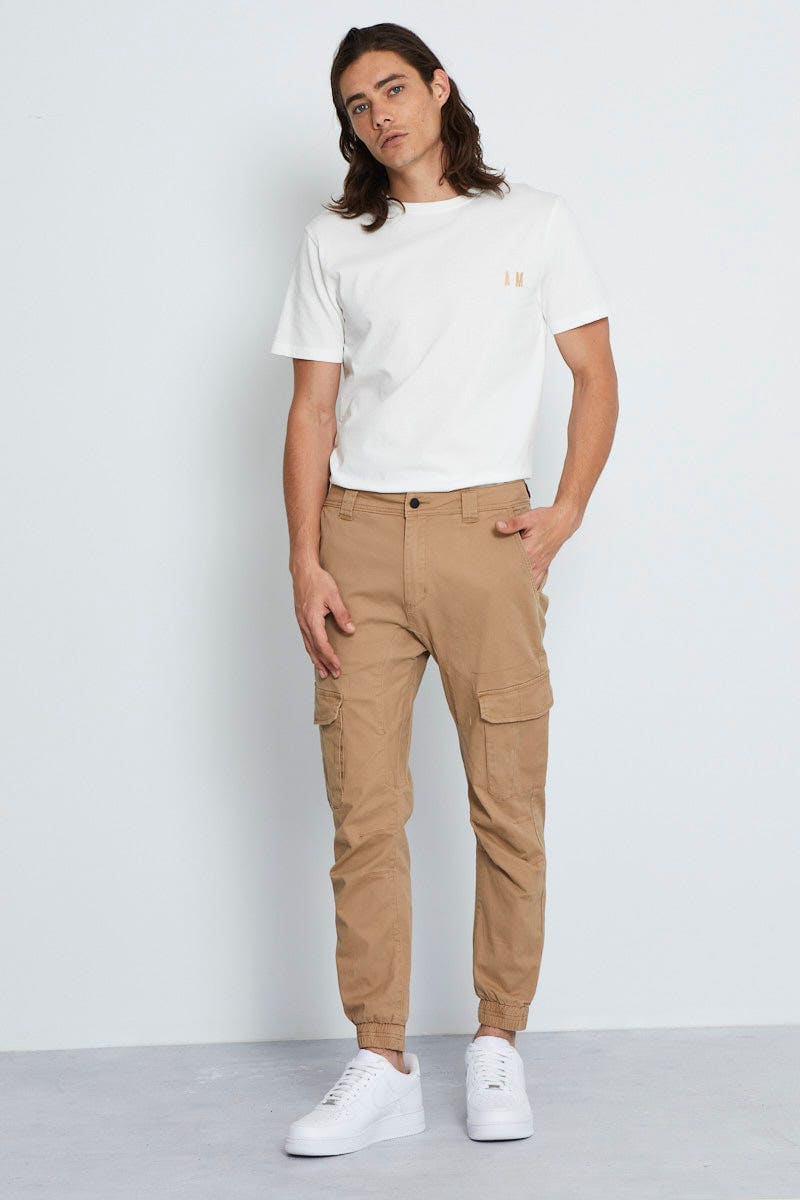 Cargo Trousers For Men 6 Pocket in Cotton Camel Color