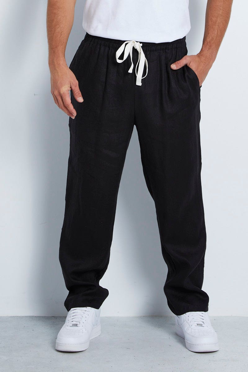 Men's Linen Pant Drawstring Waist Relaxed Fit