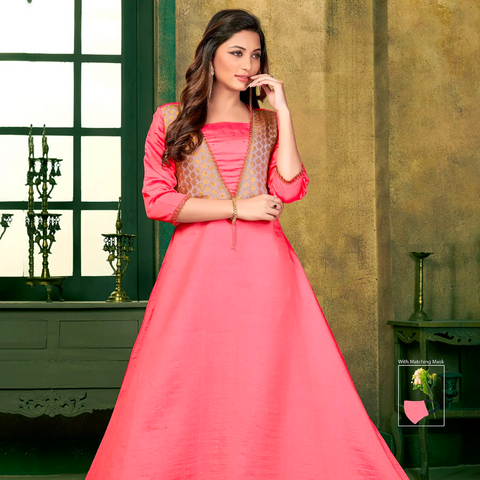 Pink Silk Flared Gown