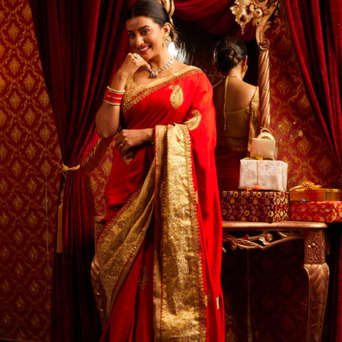 Wedding saree, red saree, 