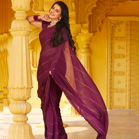 wine colour saree