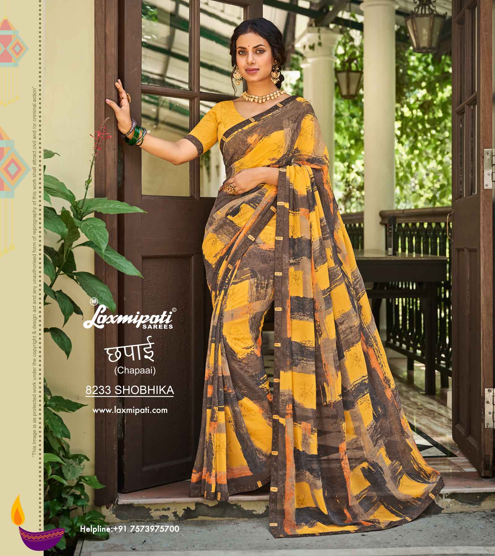 Laxmipati Trimukhi Chiffon with fancy look saree collection