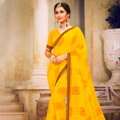 Lemon Yellow Saree