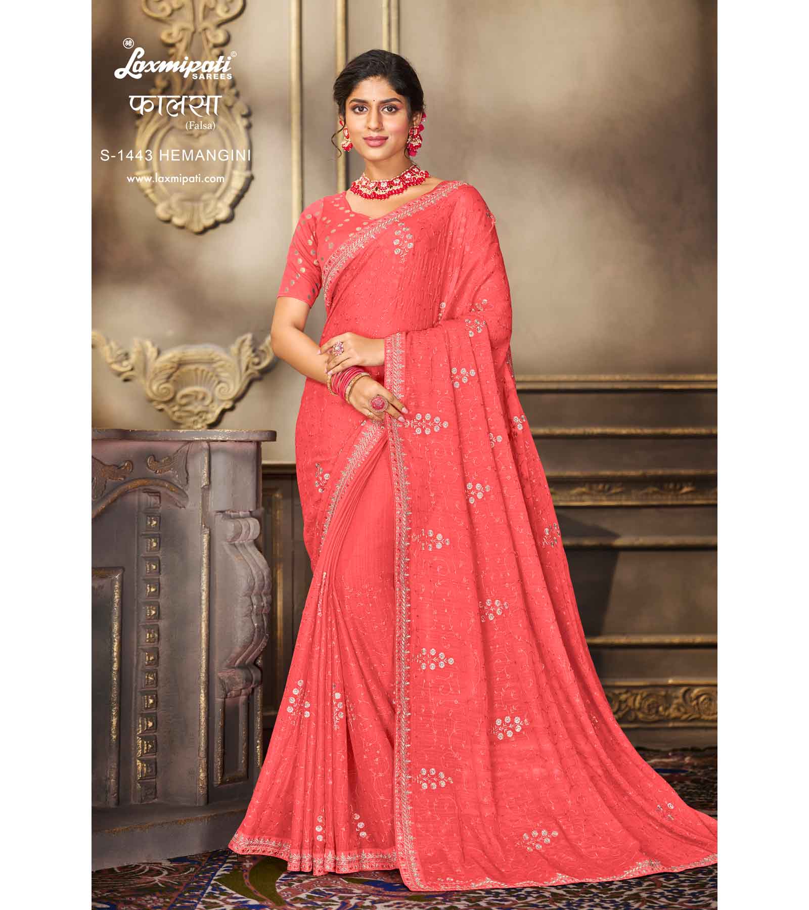 Captivating red chiffon saree, stylish pattern – Laxmipati Sarees | Sale