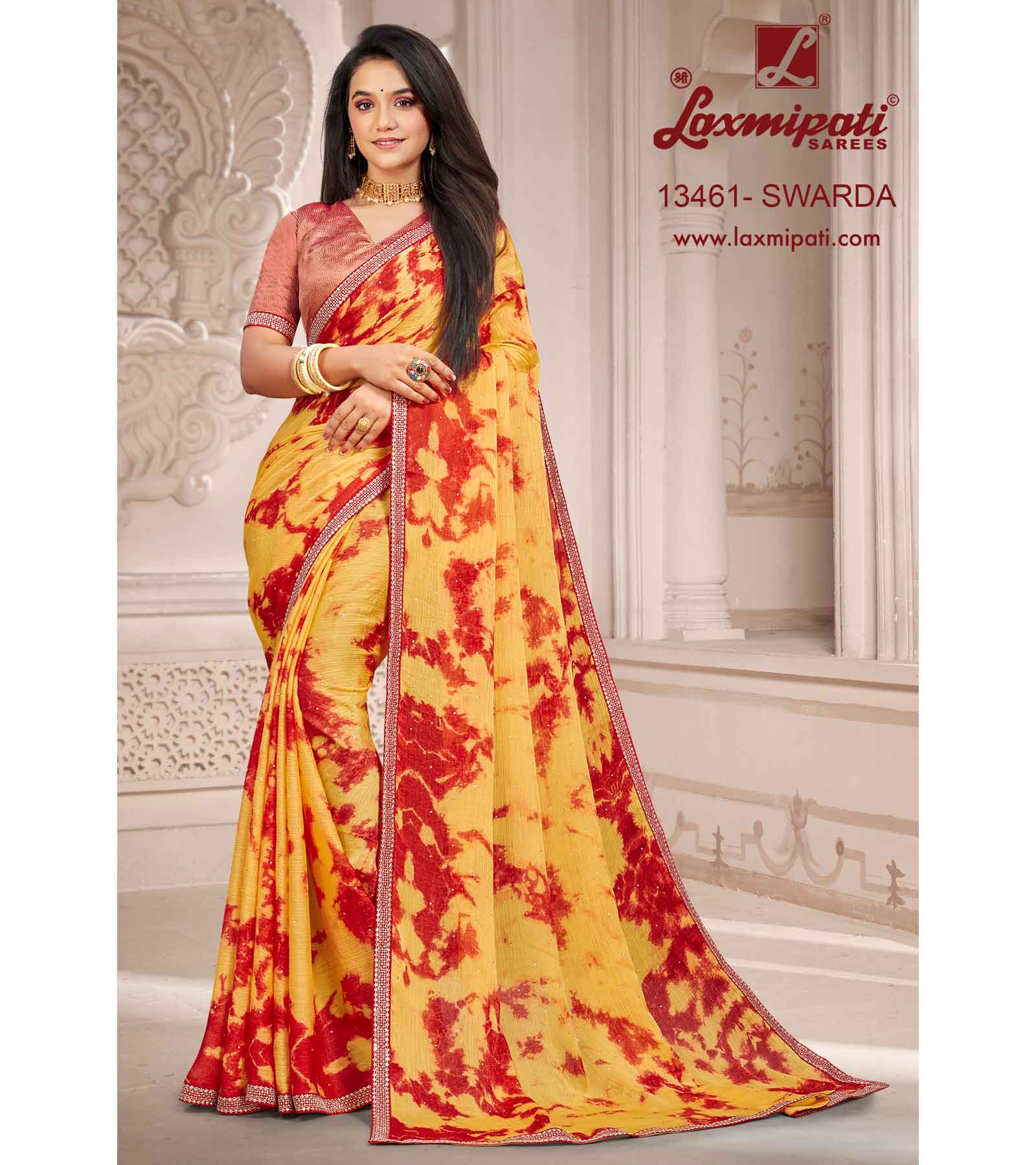 Laxmipati Nandini 6716 Yellow Raw Silk Saree – Sanskar Sarees