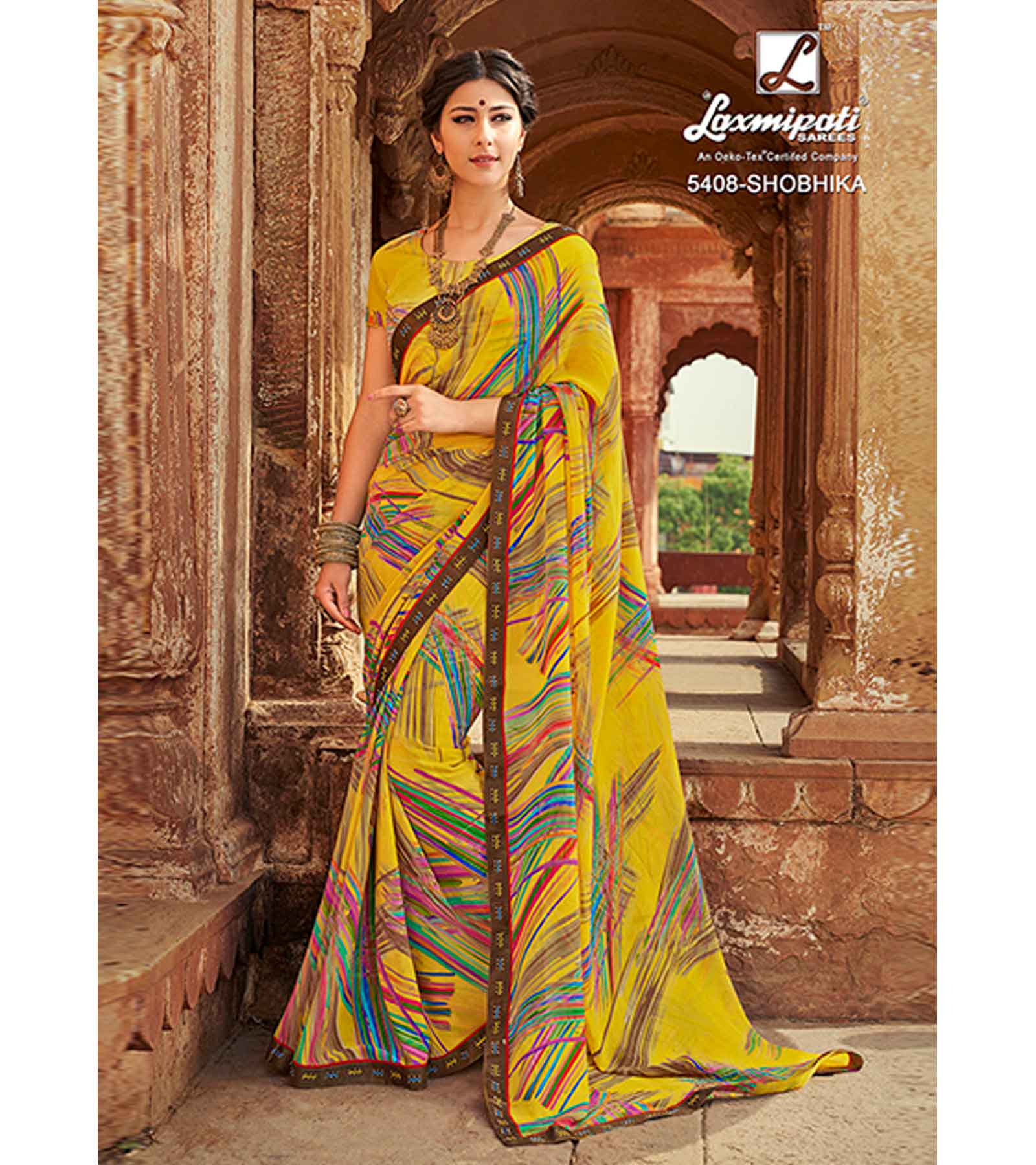 Laxmipati Imarti 7749 Yellow Chiffon Saree – Sanskar Sarees