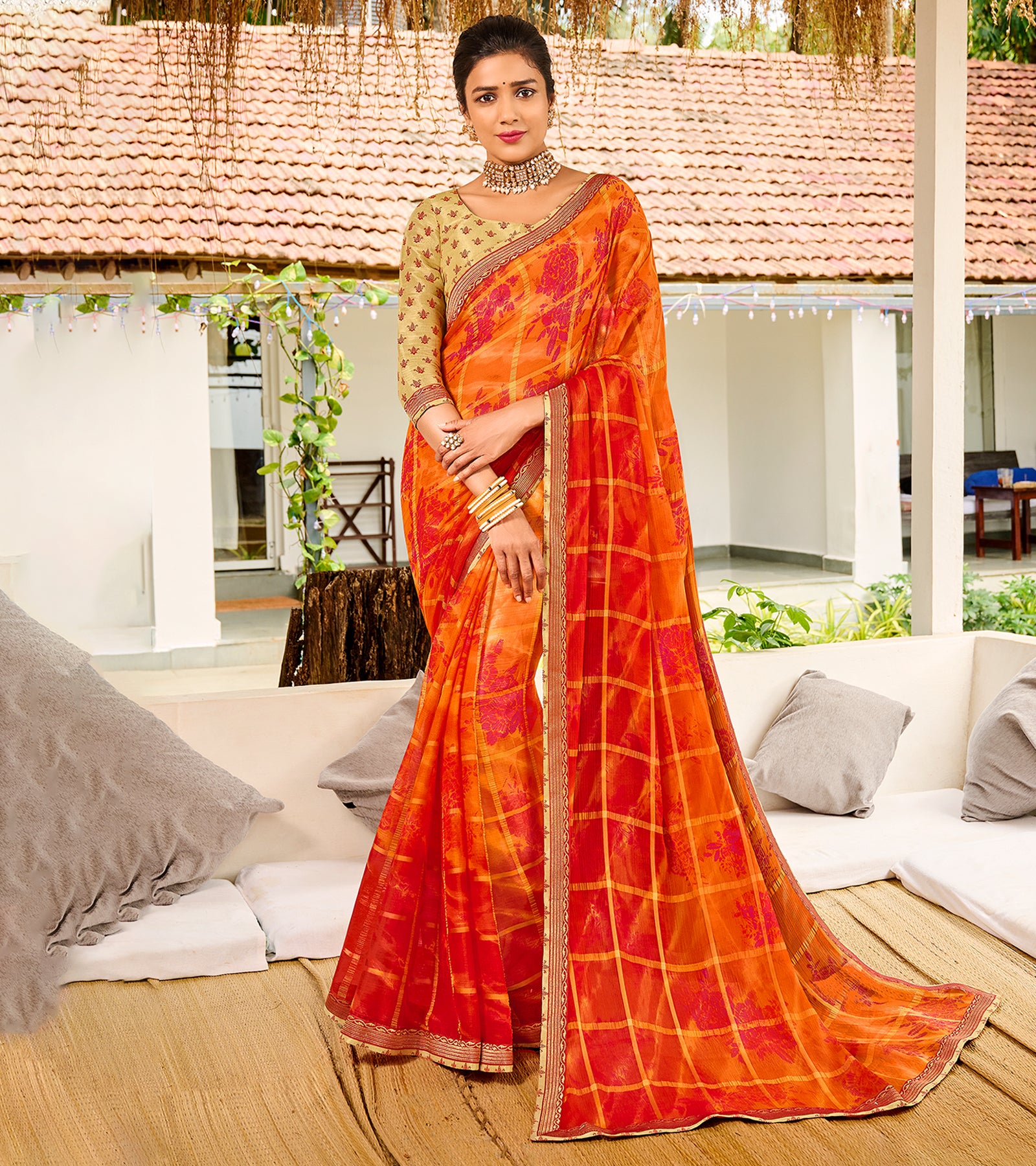 Laxmipati 5932 Casual Chiffon Saree (Orange) in Pune at best price by  Kalpana Saree Depo - Justdial