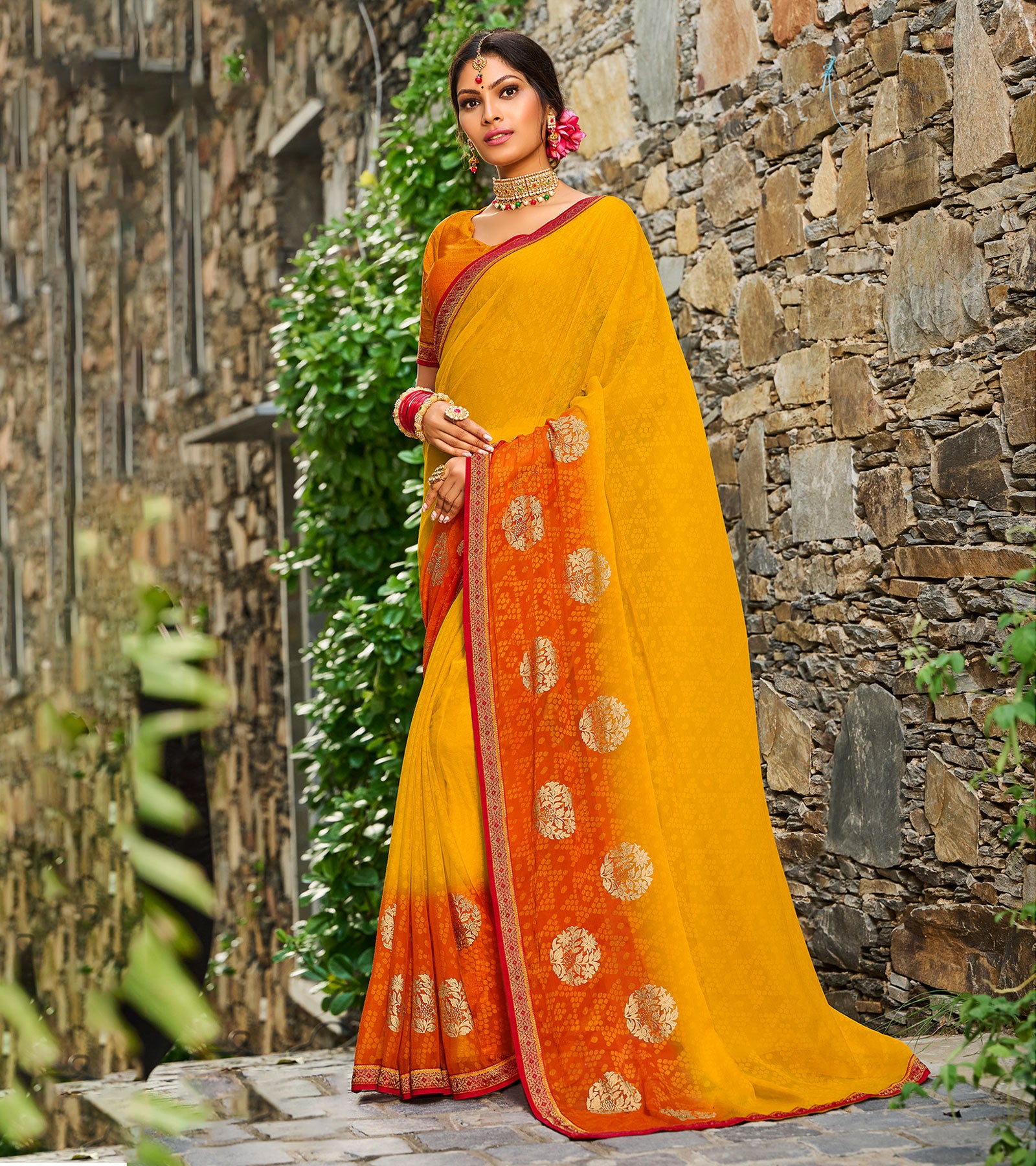 Yellow And Blue Color Silk Brasso Saree - Kanira Collection Yf#23114 at Rs  3525.00 | Brasso Saree | ID: 2850393245788
