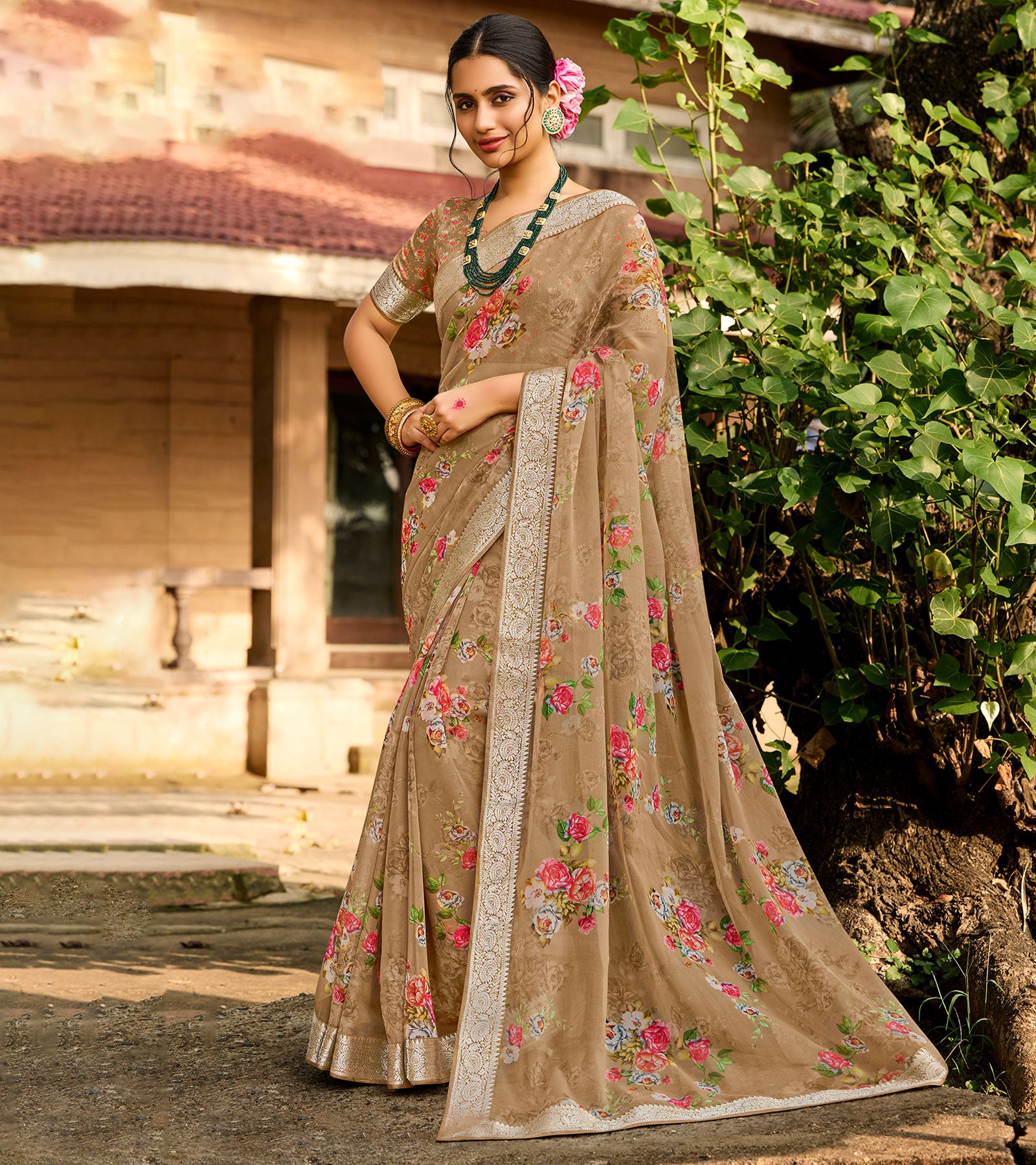 Buy Laxmipati Sarees Floral Print Bollywood Georgette Multicolor Sarees  Online @ Best Price In India | Flipkart.com