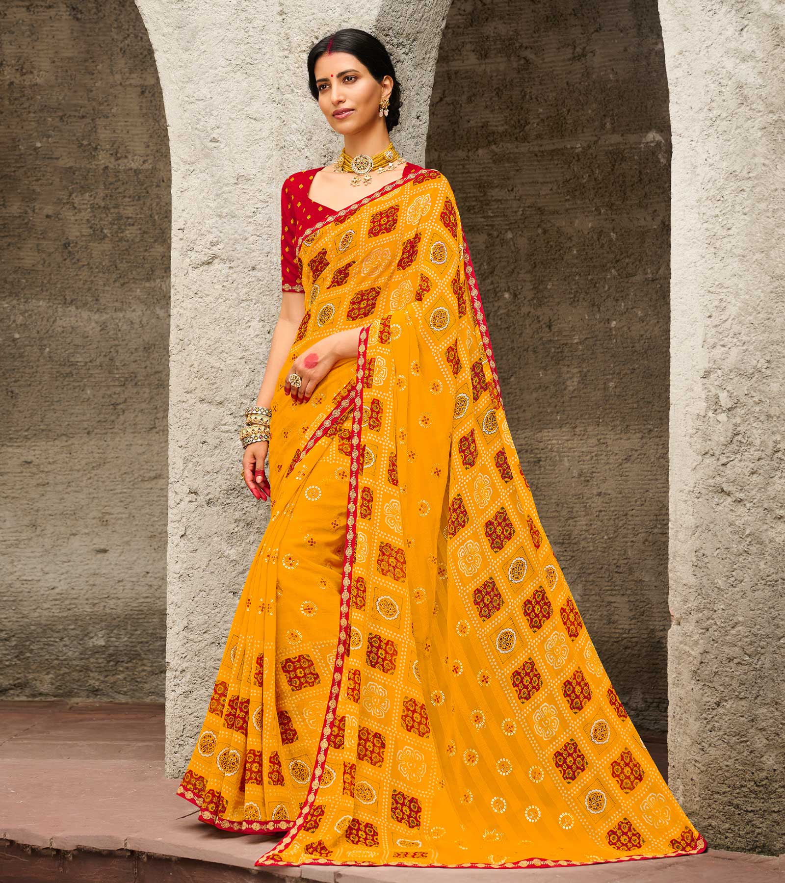 Laxmipati M-2113 Sawariya Yellow Chiffon Saree – Laxmipati Sarees | Sale