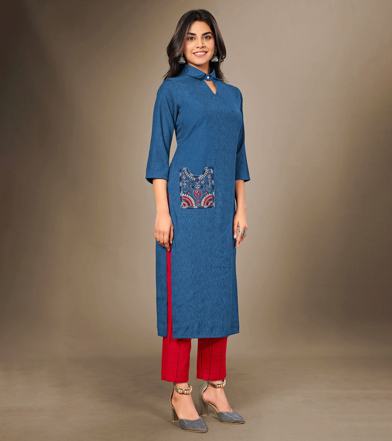 Buy Trendif Women's Rayon Solid Royal Blue Kurti/Kurta (3484) at Amazon.in