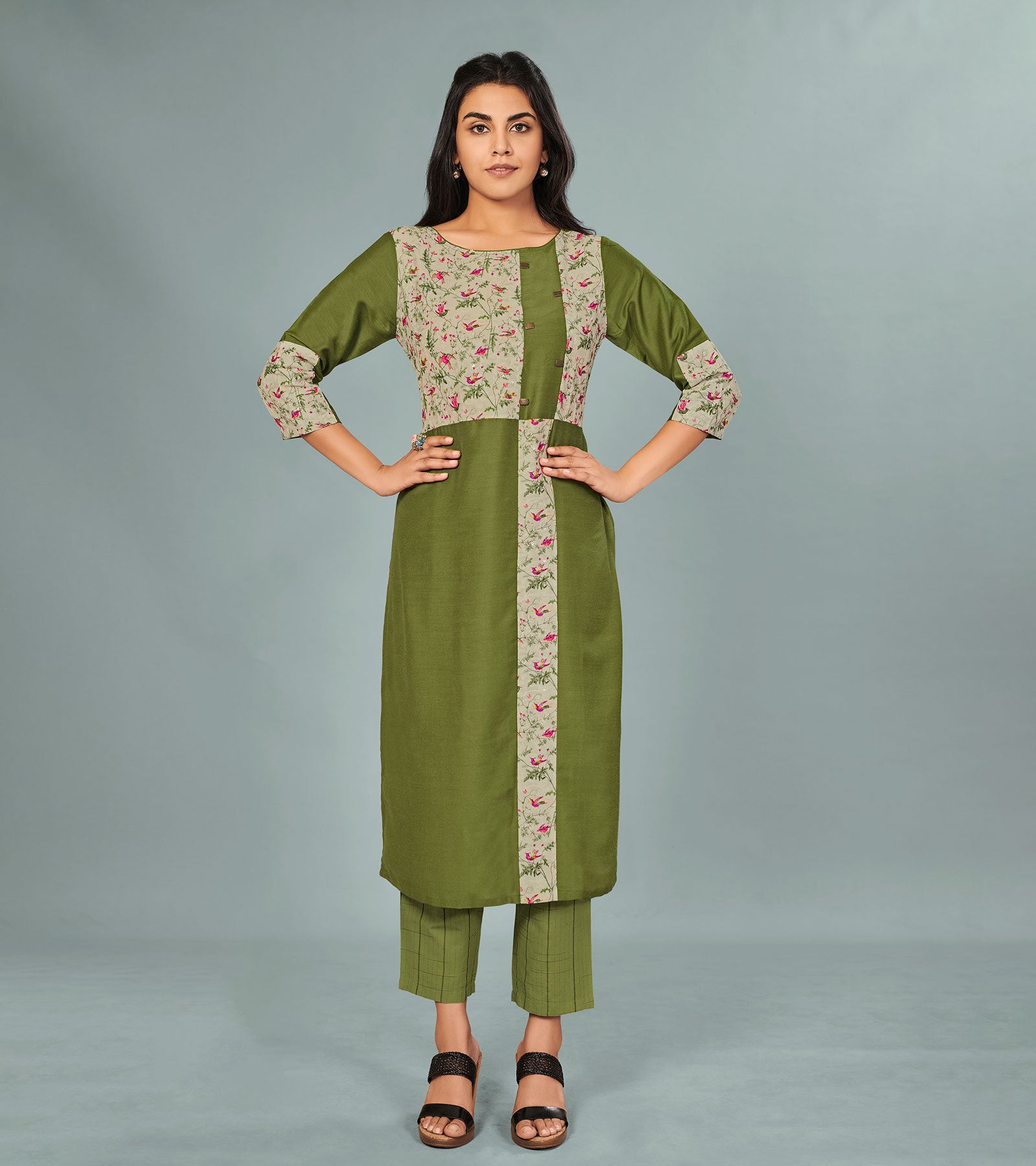 Maternity/Handwork/Feeding kurtis-MEHANDI GREEN – Priya's Magic World