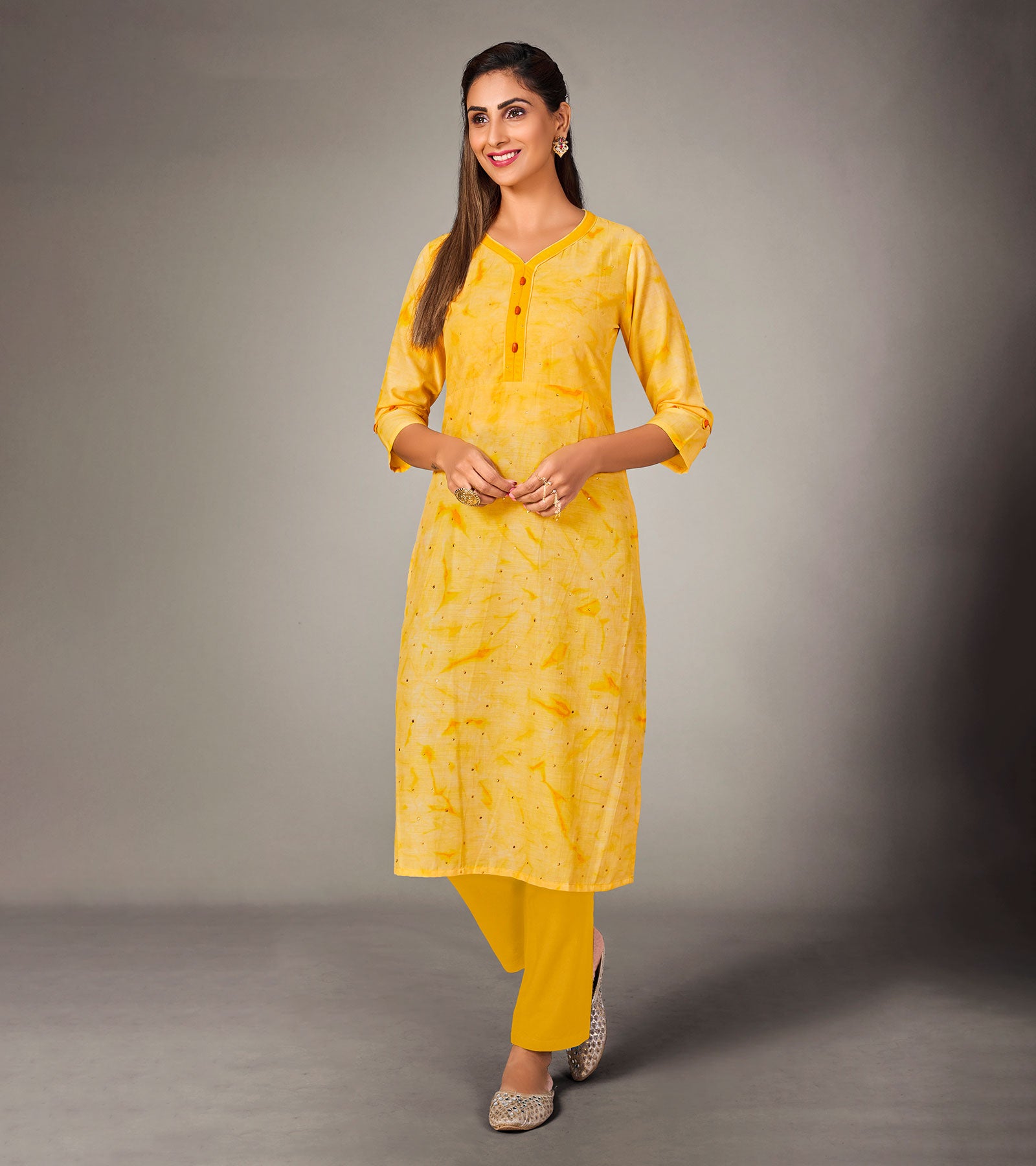 Buy Stylish Yellow Cotton Designer Thread Work Kurti at best price -  Gitanjali Fashions