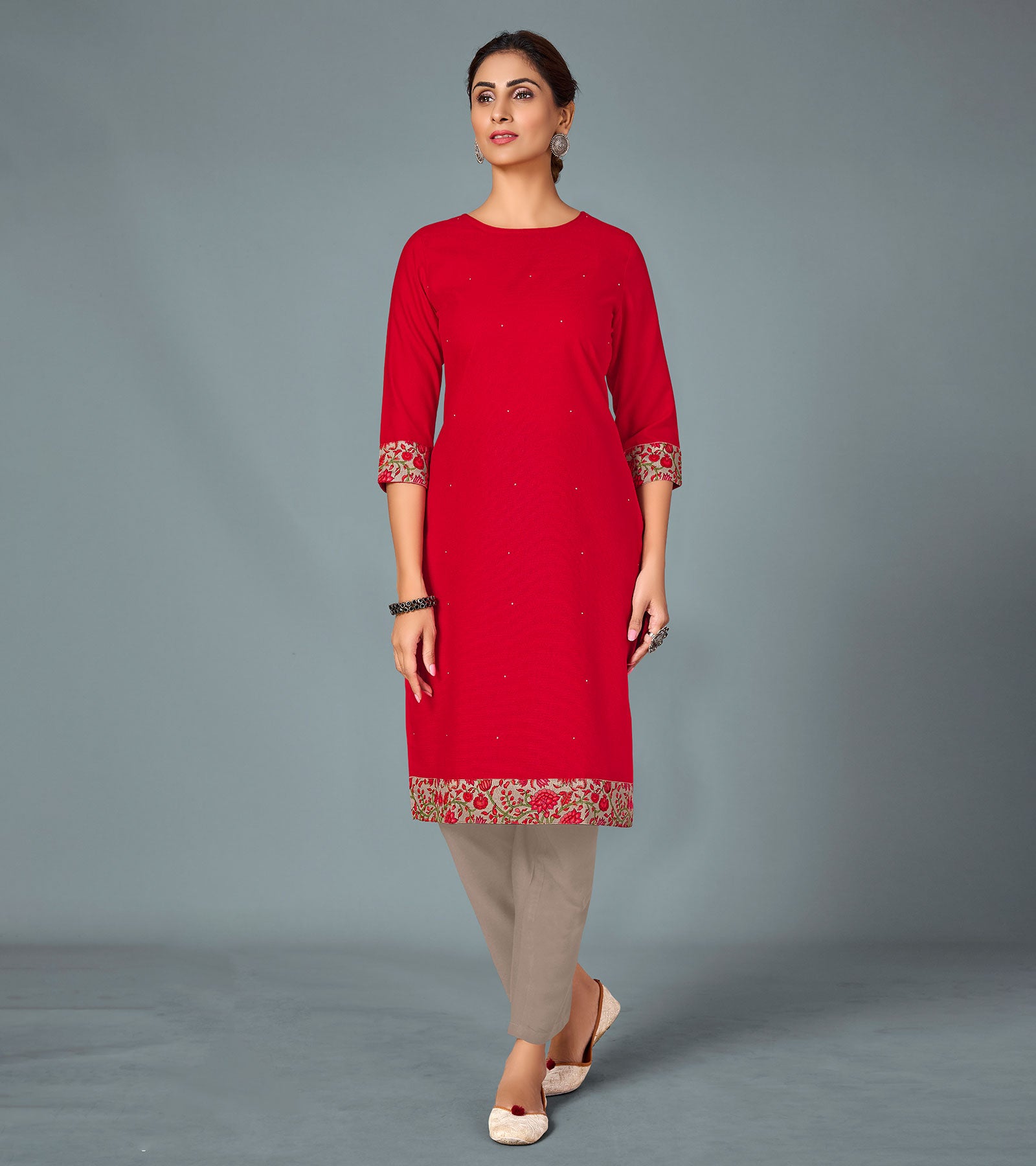 Divena Red Cotton Flex Straight Kurti, Solid at Rs 495/piece in Jaipur |  ID: 24424900333