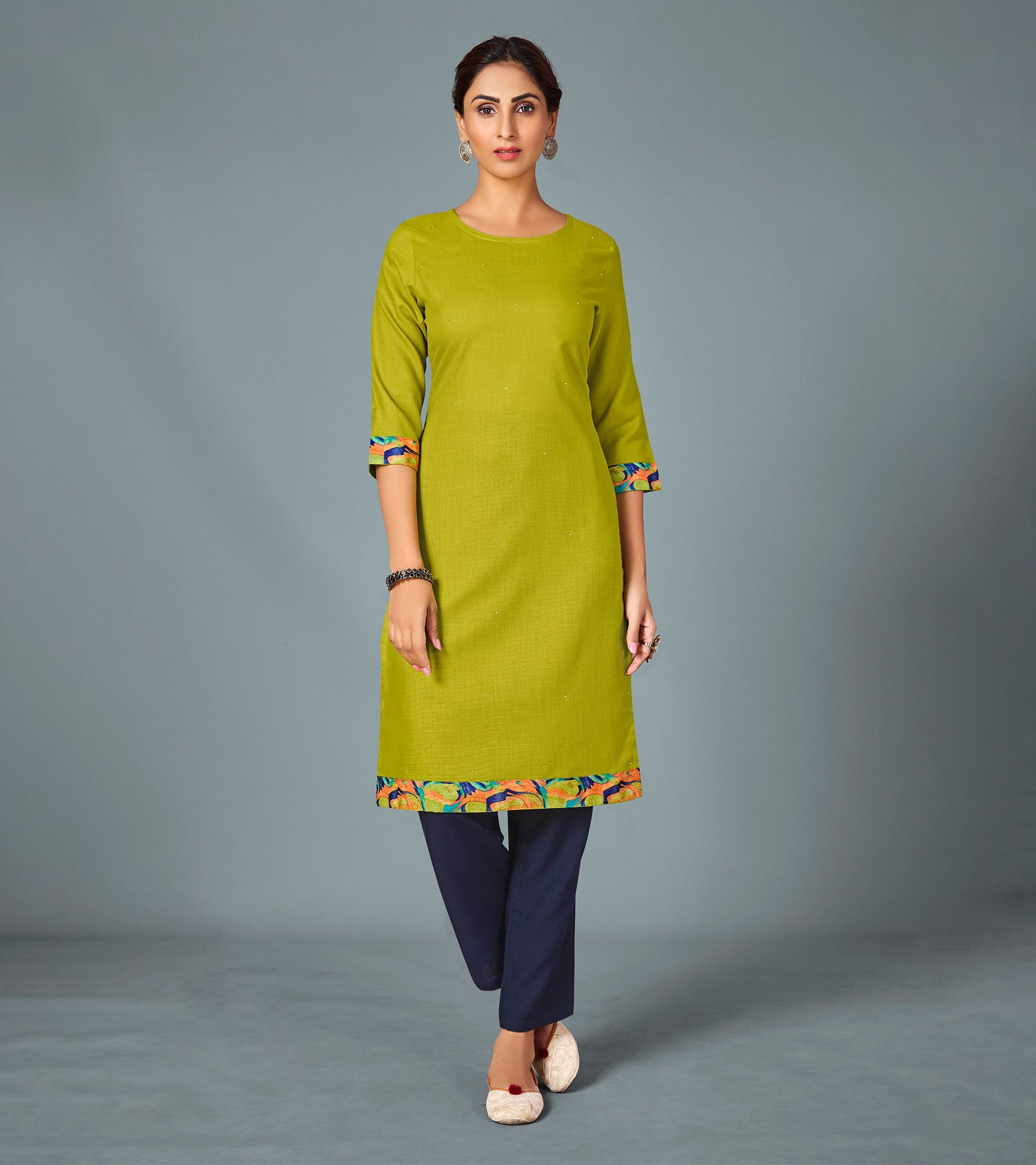 Parrot green Cotton Kurti - KTI0138