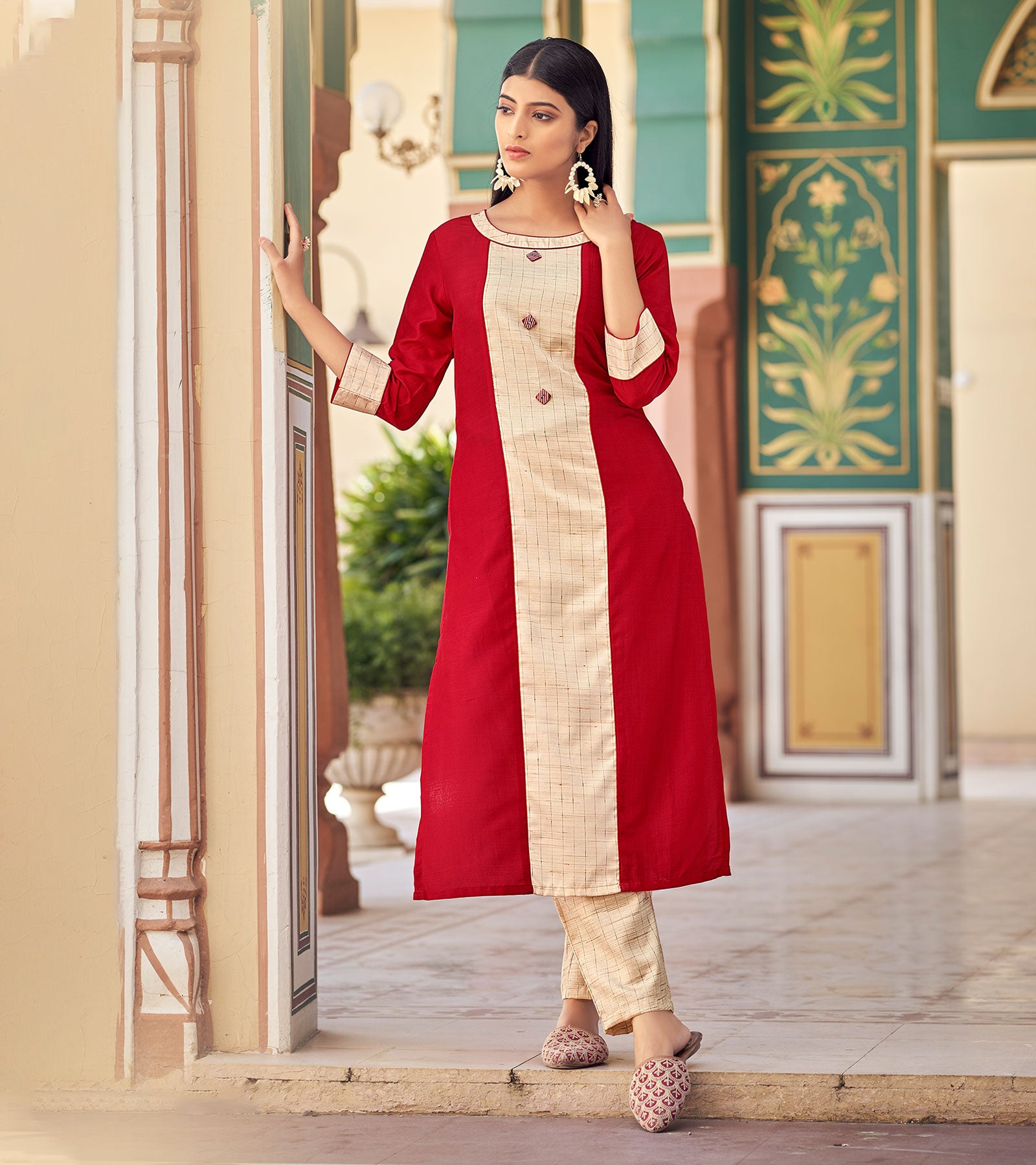 Maroon and Multi Color Festive Wear Long Kurti – Desi Diva Fashion