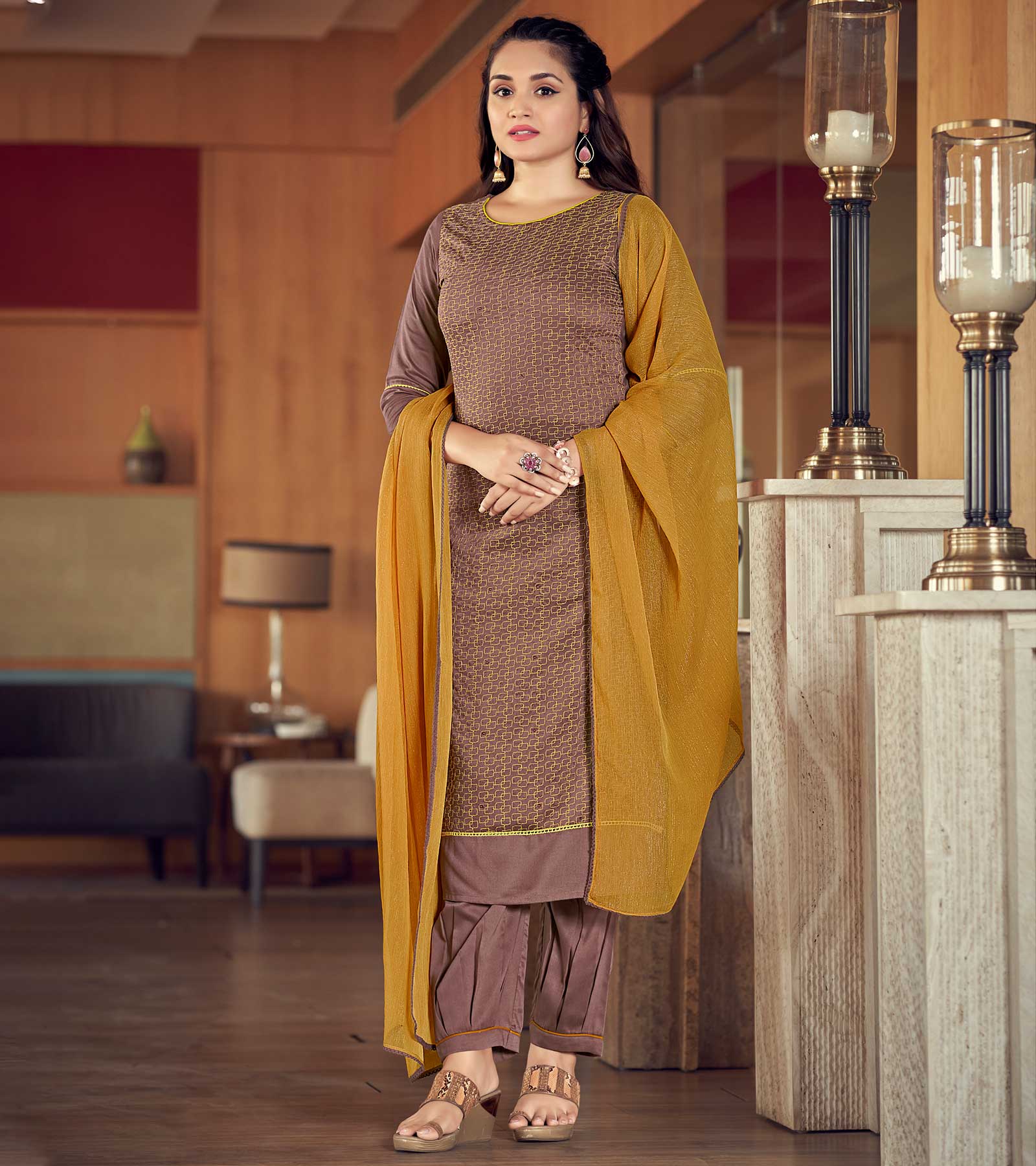 CHETNA (SET OF 2)(Dress/Kurta-Brown) — Tokree Shop Jaipur