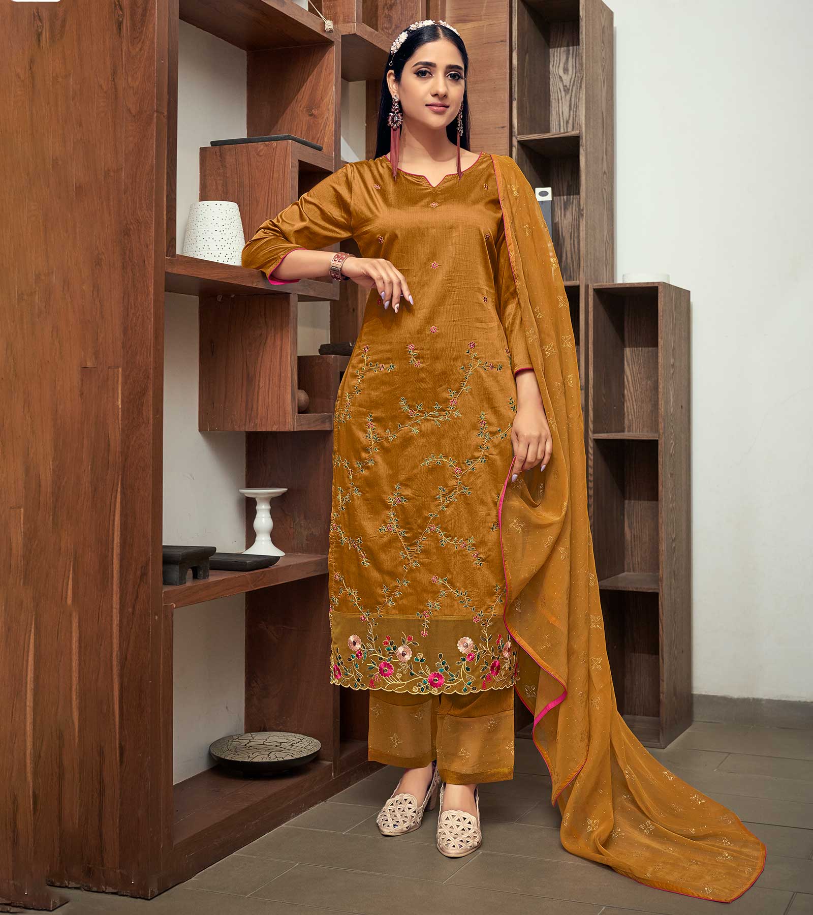 Buy Rangita Women Cotton Rust Geometric Printed Calf Length Kurti With  Front Button Placket And Belt Online at Best Prices in India - JioMart.
