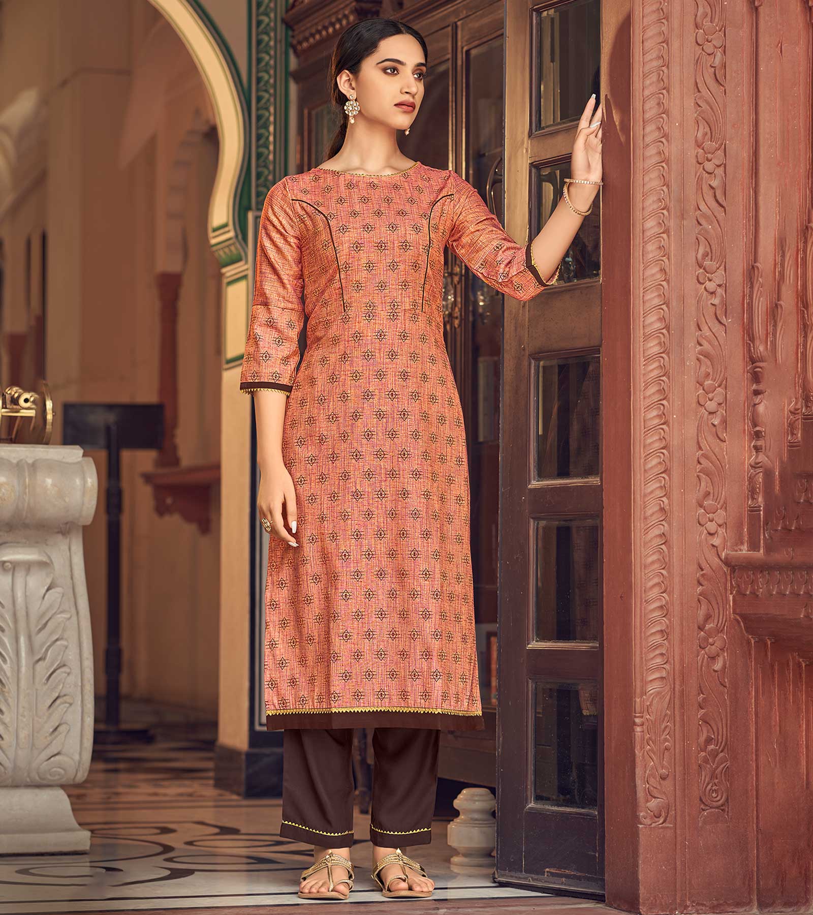 Elegant orange cotton alia style kurti set - G3-WPS02996 | G3fashion.com