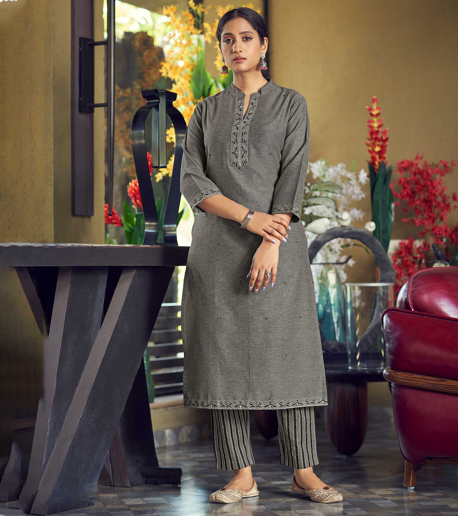 Tunic house new silver star apple georgette chikankari sequence work Kurti  collection