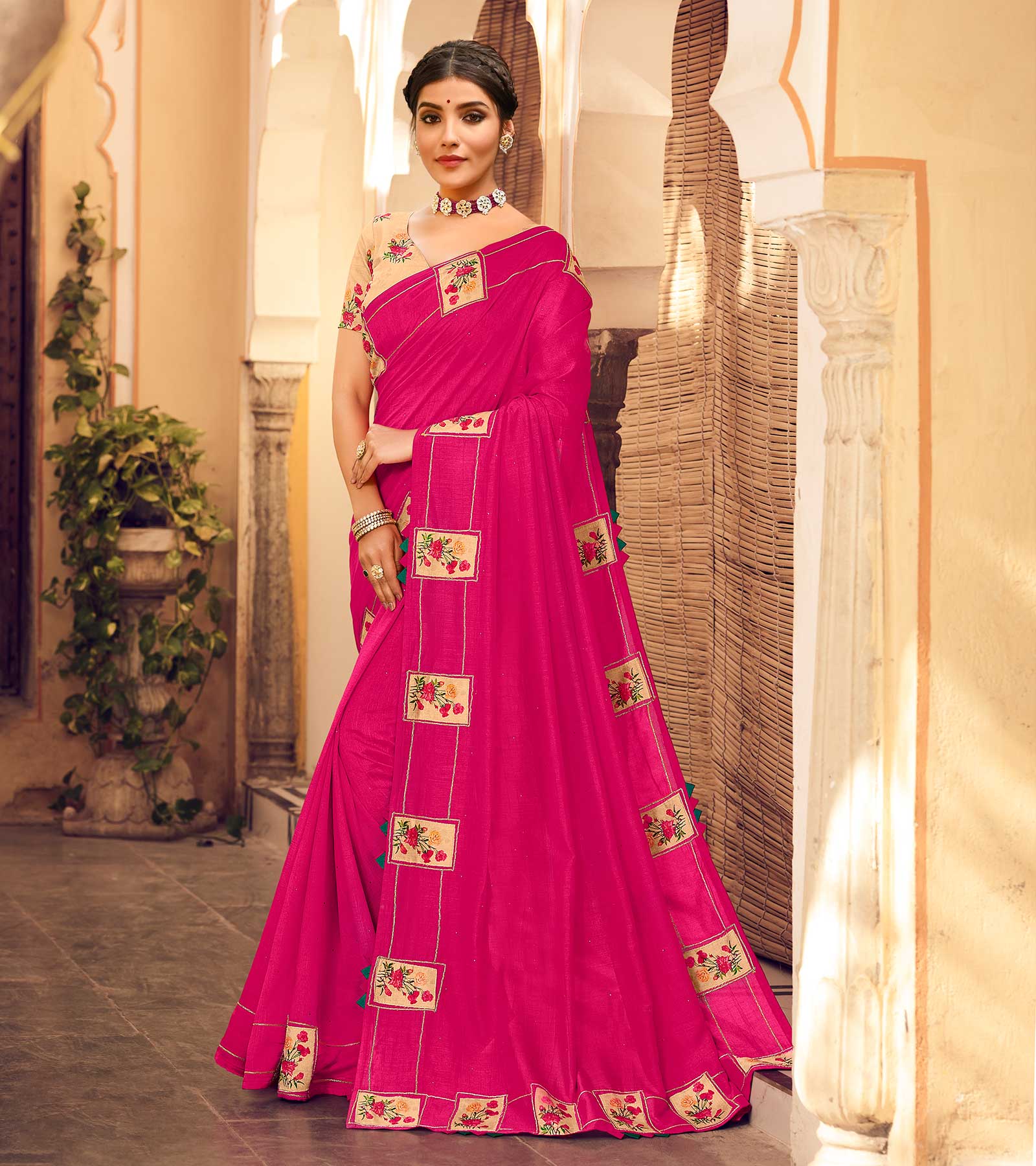 Rani Pink Silk Banarasi Saree | Leemboodi