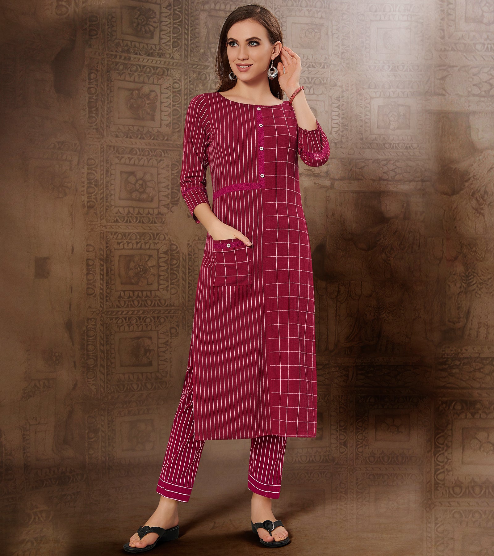 Pink multicoloured georgette radiant aline cut kurti with chinese collar  -SL3848 | Simple dresses, Kurti designs, Fashion