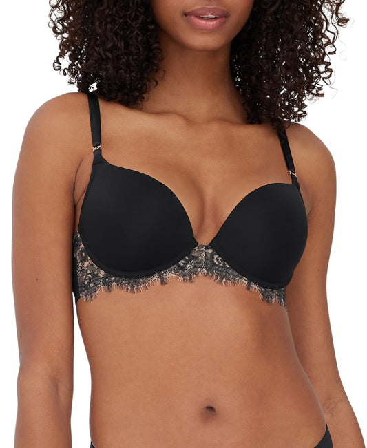 Parisa Fe Beige Push Up Bra Black Lace Convertible Straps 42DDD