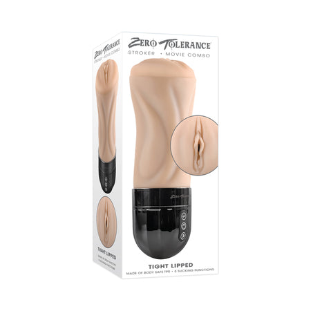 Zero Tolerance Tight Lipped Rechargeable Stroker with Suction Light – Realistic Feel, Dual Motors, USB Rechargeable