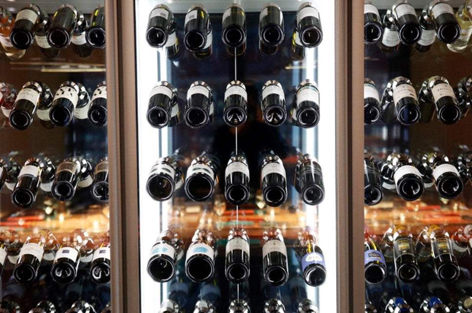 wine bottles stored in refrigerator