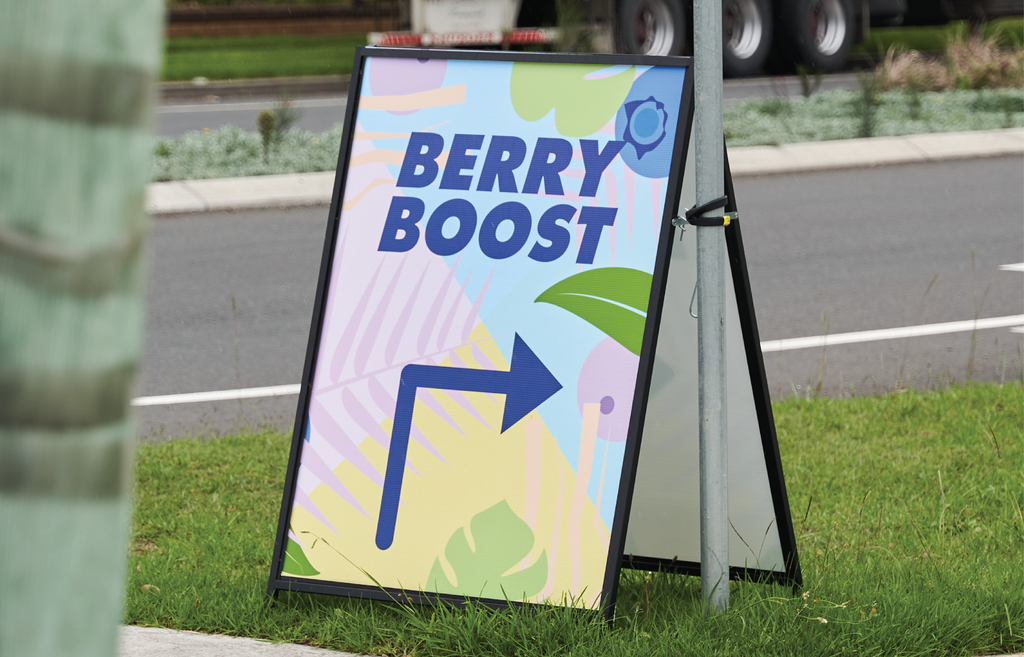 Berry Boost signage design