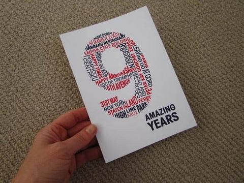 9th Anniversary card filled with memories