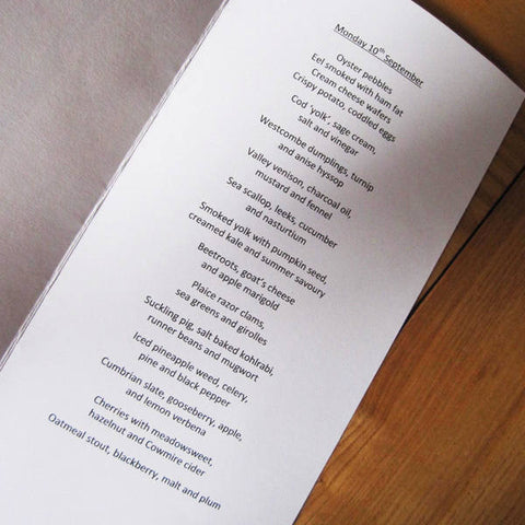 16 course menu from L'Enclume