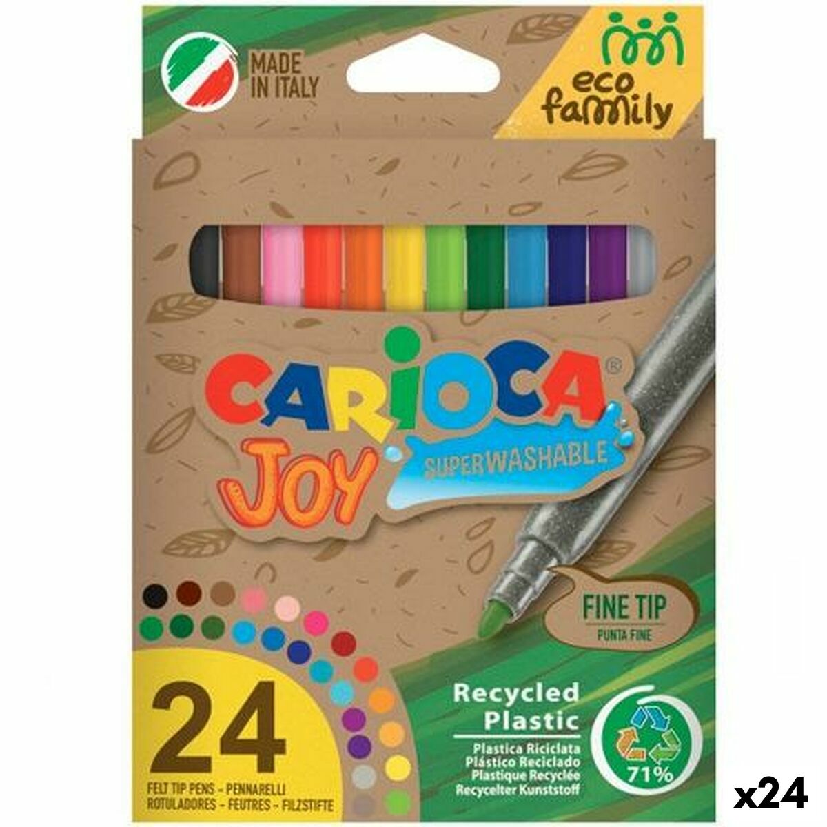 Tuschpennor Carioca Joy Eco Family Multicolour 24 Delar (24 antal)