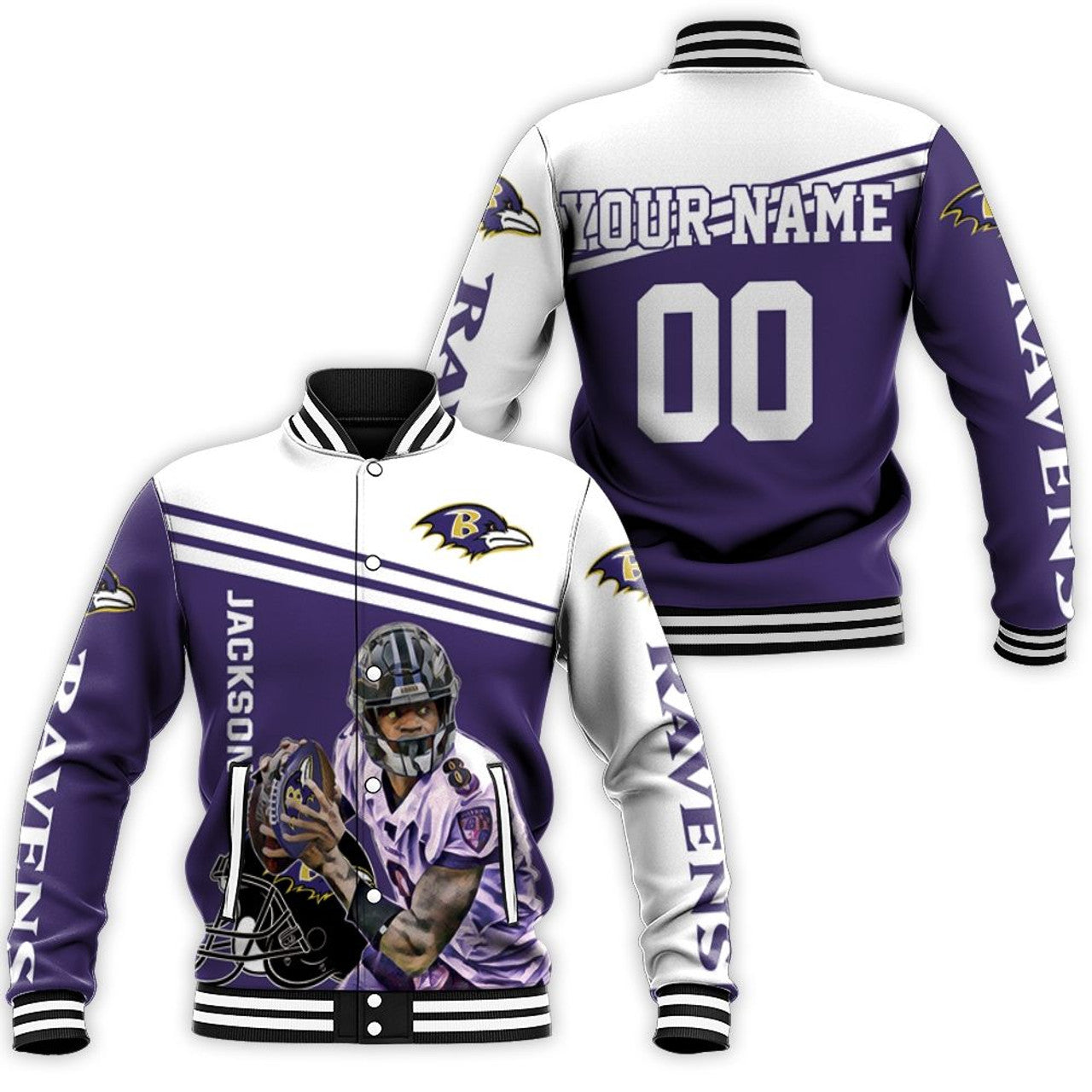 Baltimore Ravens Lamar Jackson 3D Letterman Jacket