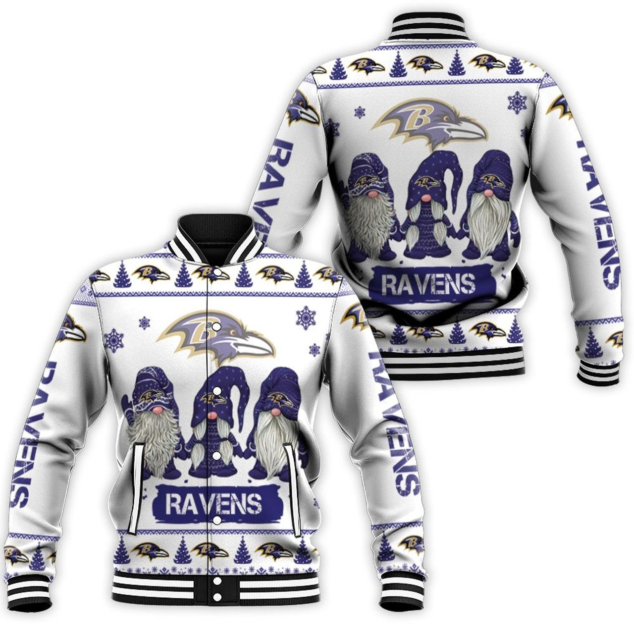 Baltimore Ravens Christmas Gnome Letterman Jacket