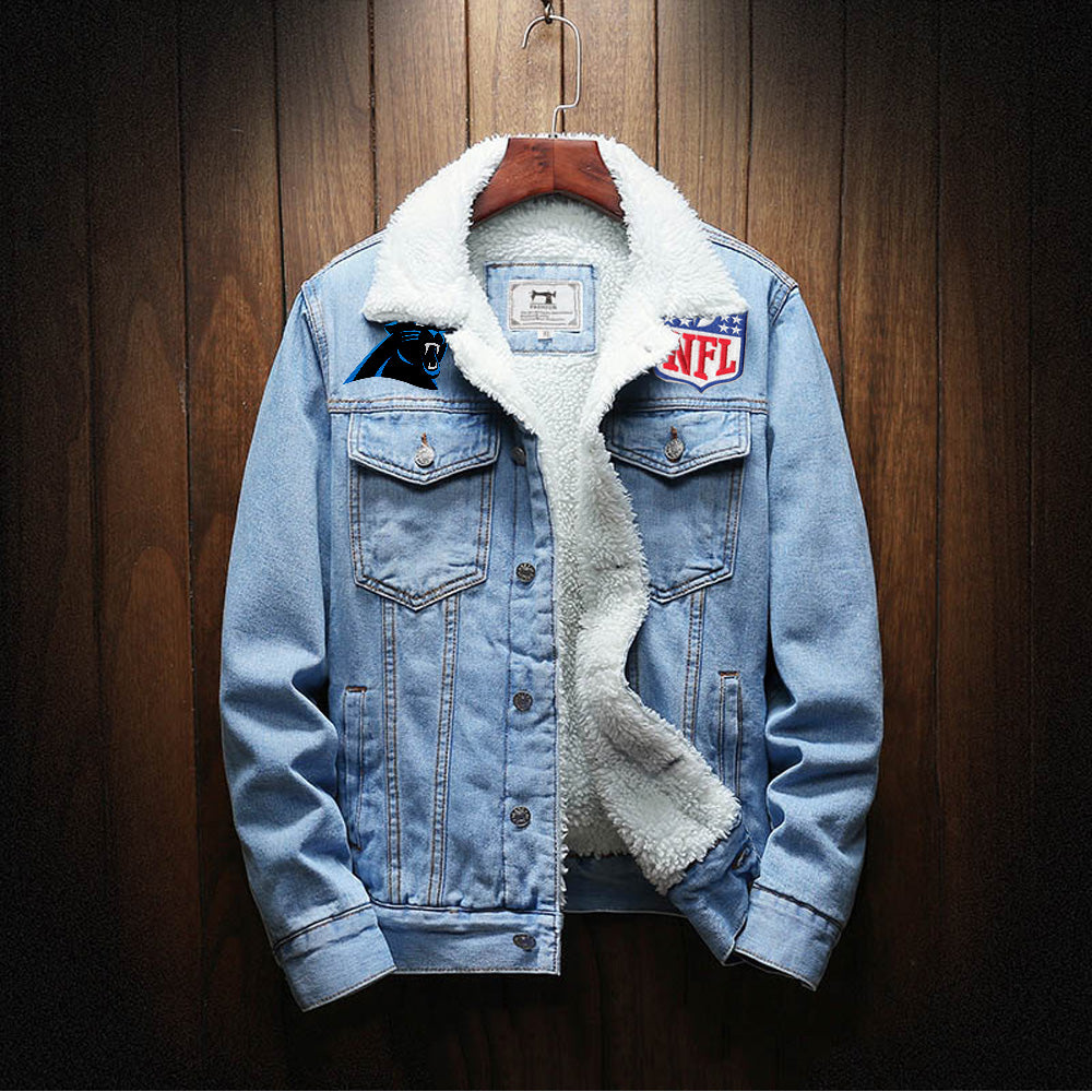 Carolina Panthers Fur Denim Jacket