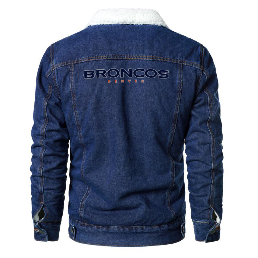 Denver Broncos Fur Denim Jacket