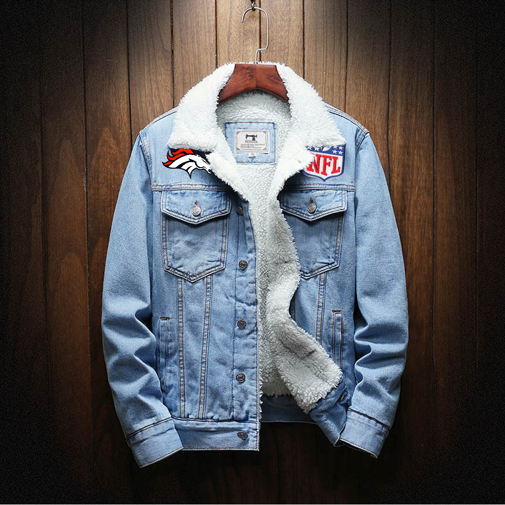 Denver Broncos Fur Denim Jacket