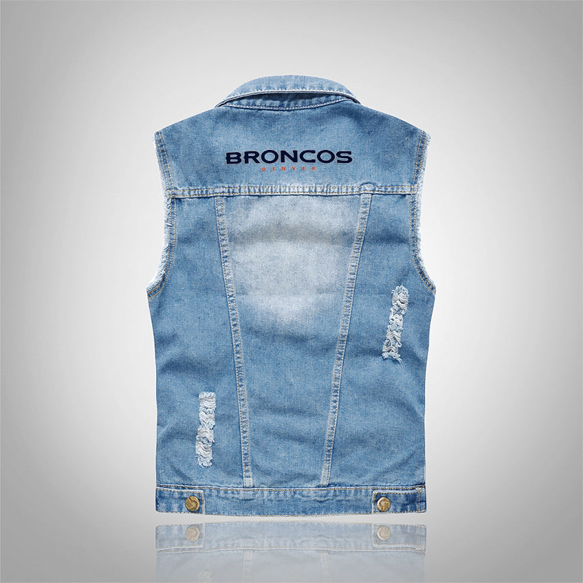 Denver Broncos Denim Vest Jacket