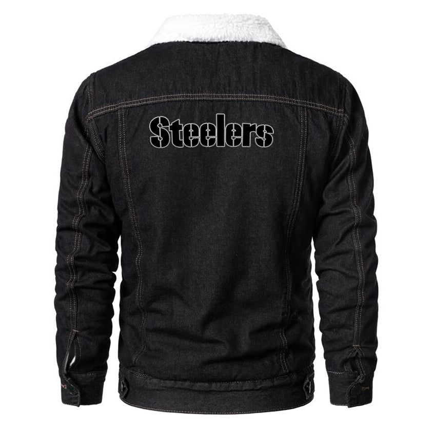 Pittsburgh Steelers Fur Denim Jacket