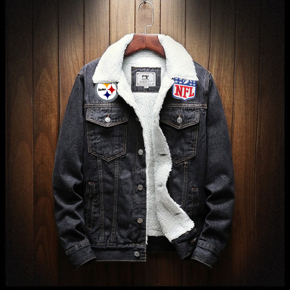 Pittsburgh Steelers Fur Denim Jacket