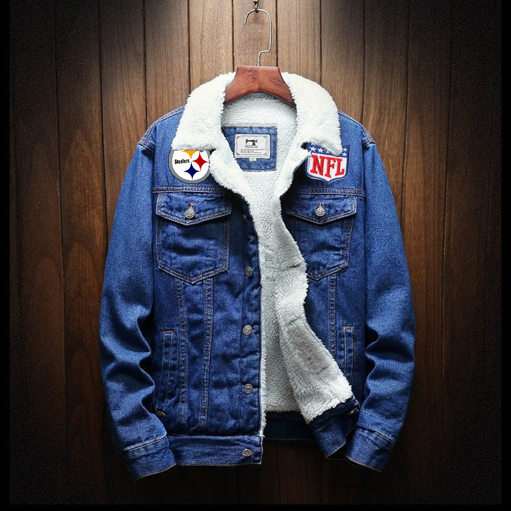 Pittsburgh Steelers Fur Denim Jacket