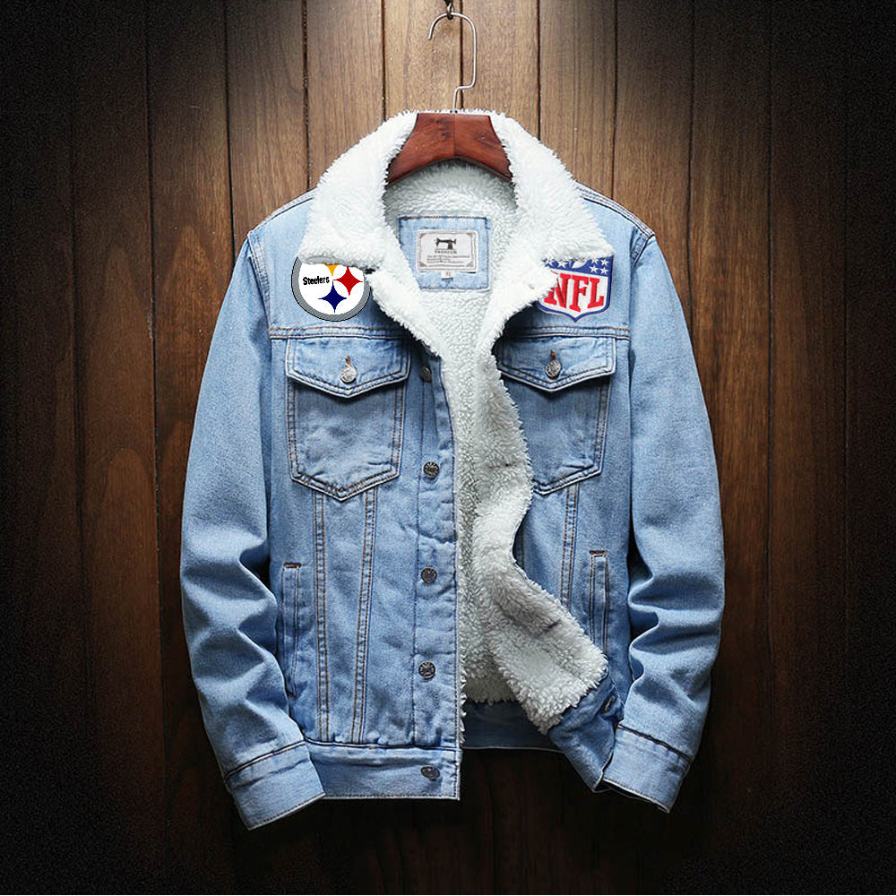 Pittsburgh Steelers Fur Denim Jacket