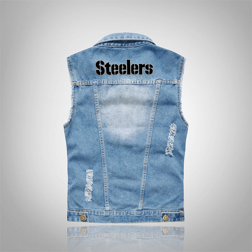 Pittsburgh Steelers Denim Vest Jacket