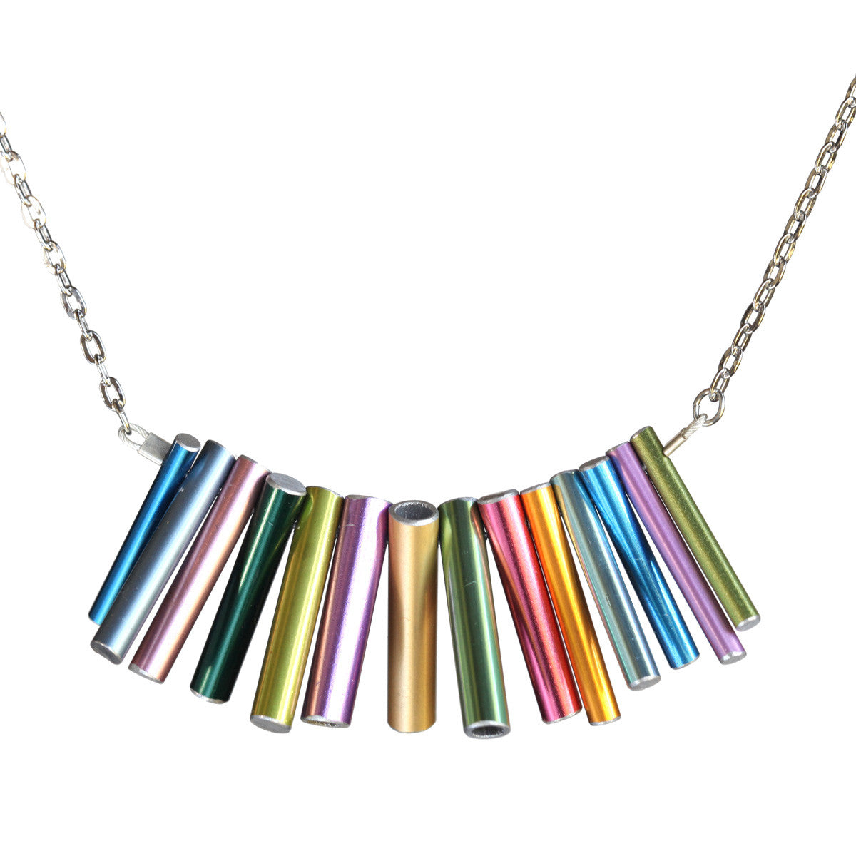 Knitting needle large stacked necklace