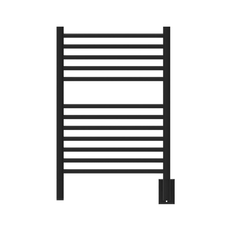 Amba Jeeves Model E Straight 12 Bar Hardwired Towel Warmer in Matte Black