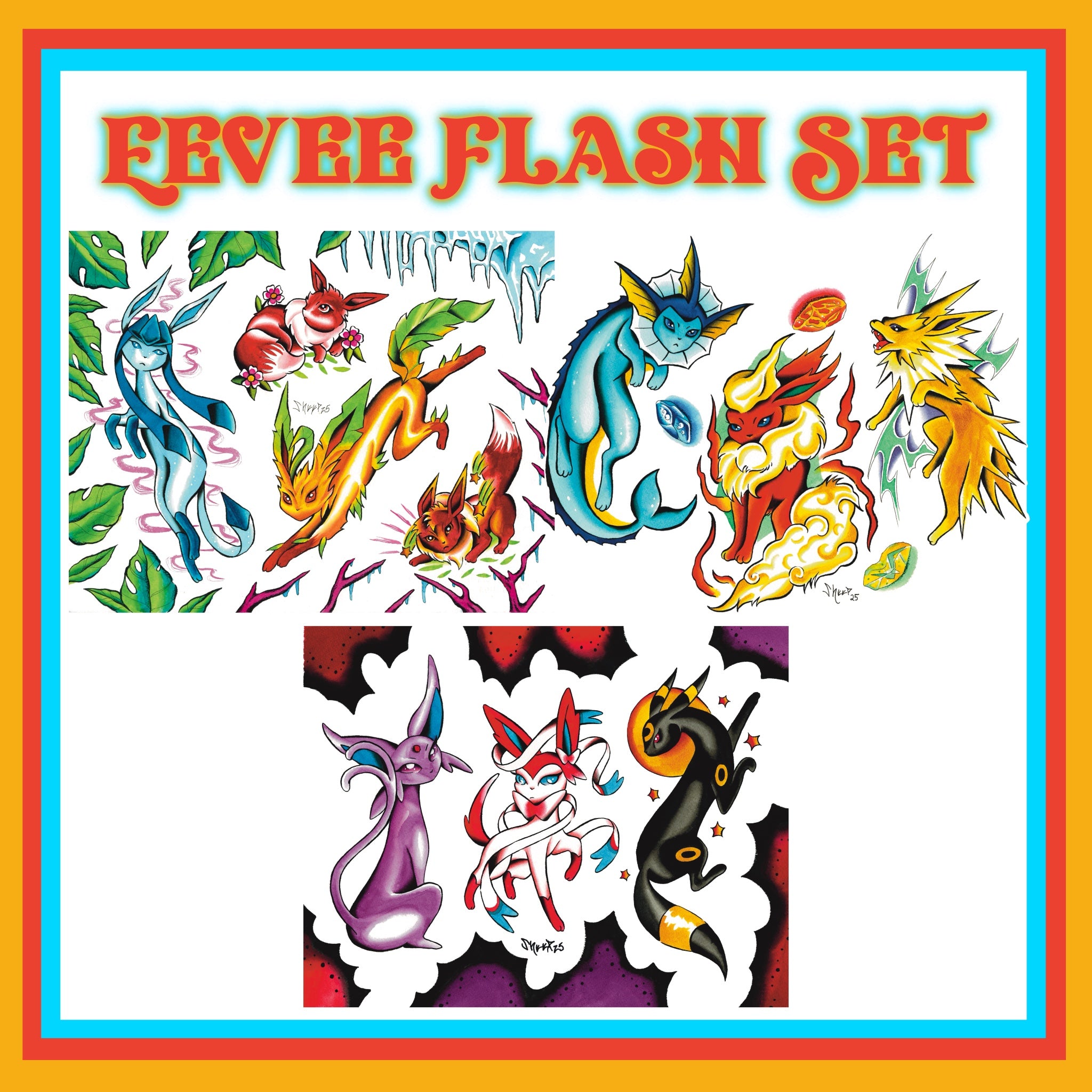 Eeveelution Pokemon 3 Print Set 11x14"
