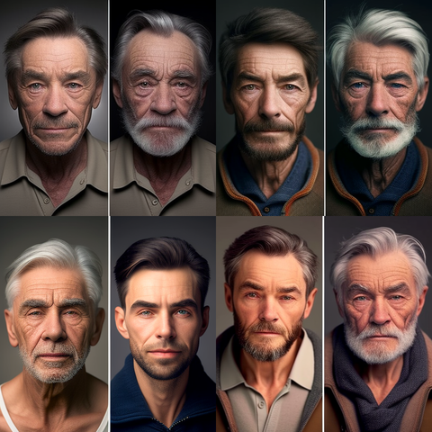 Fotografija koja prikazuje kako se lice menja kada čovek stari